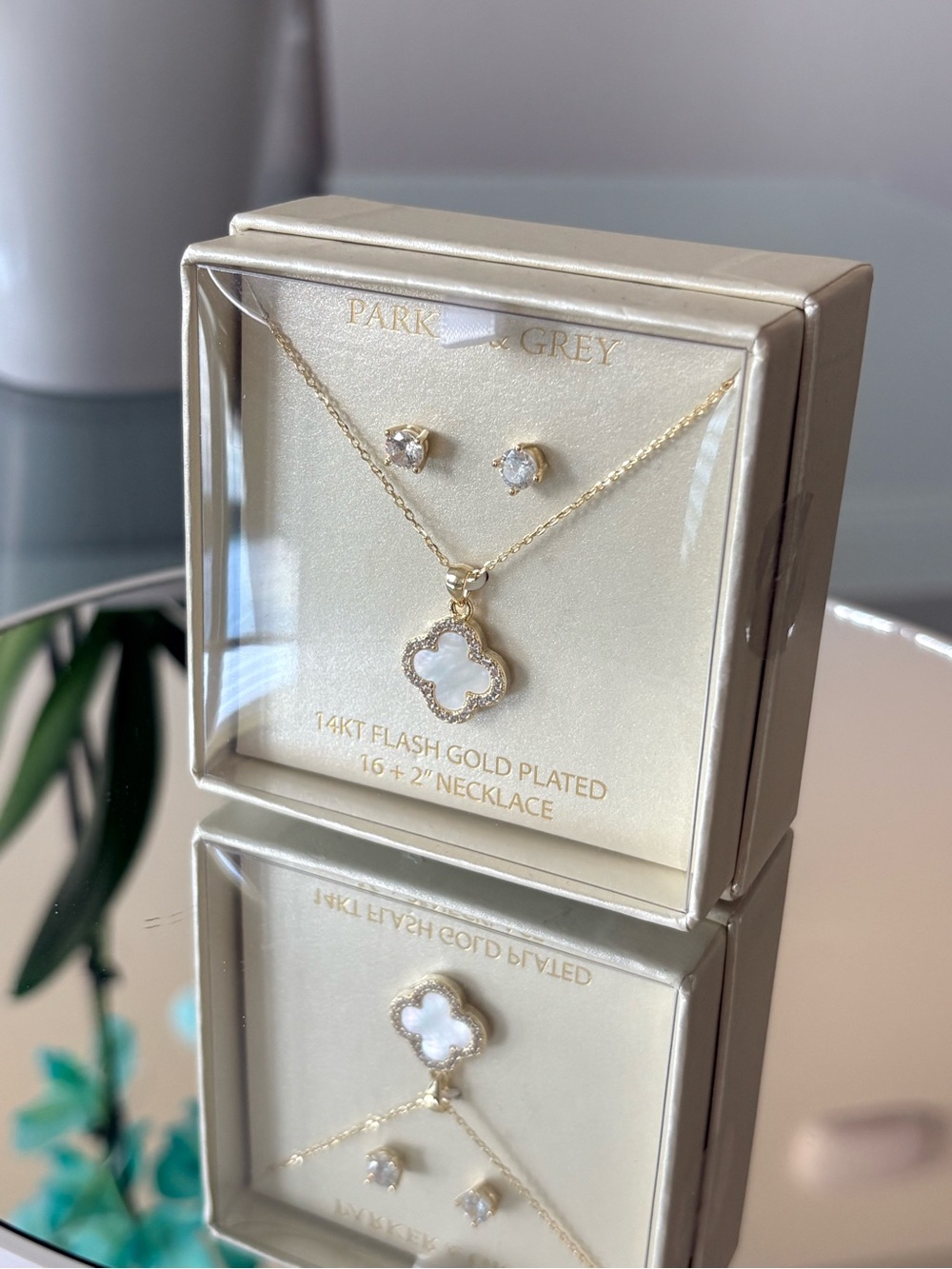 Dainty Clover Necklace & Earrings